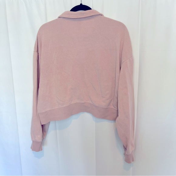 PINK Victoria's Secret Women Sweatshirt Large Pink Campus Collar Cropped - Picture 2 of 7